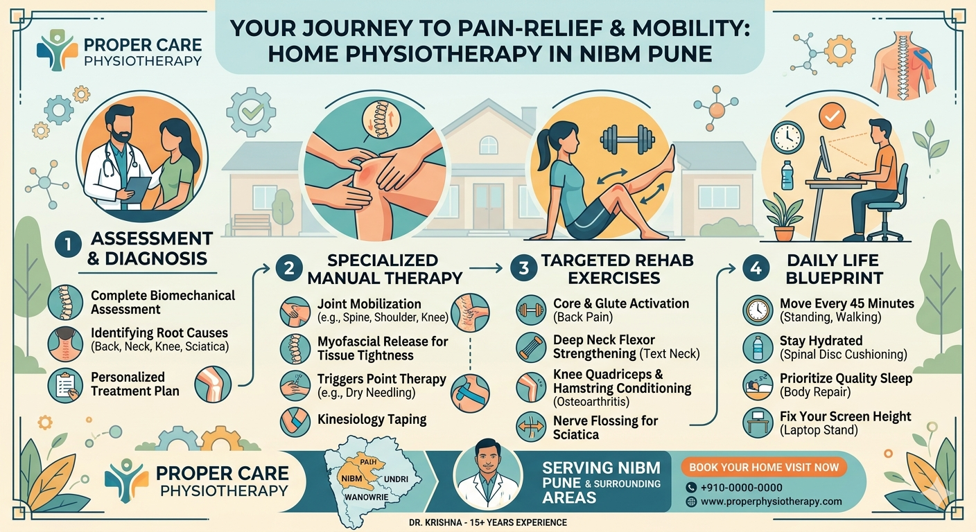 Dr. Krishna providing home physiotherapy assessment and treatment to a patient in NIBM Pune